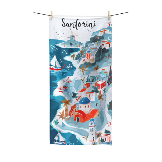 Santorini Polycotton Beach Towel