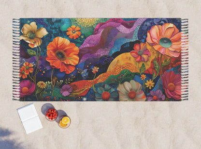 Colorful Art Nouveau Floral#2 Boho Beach Cloth